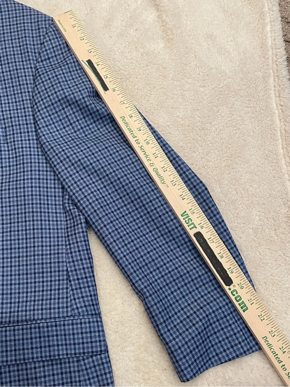 Hart Schaffner Marx Guabello Sobrius Wool Blazer Sport Coat Blue Check Men 48R